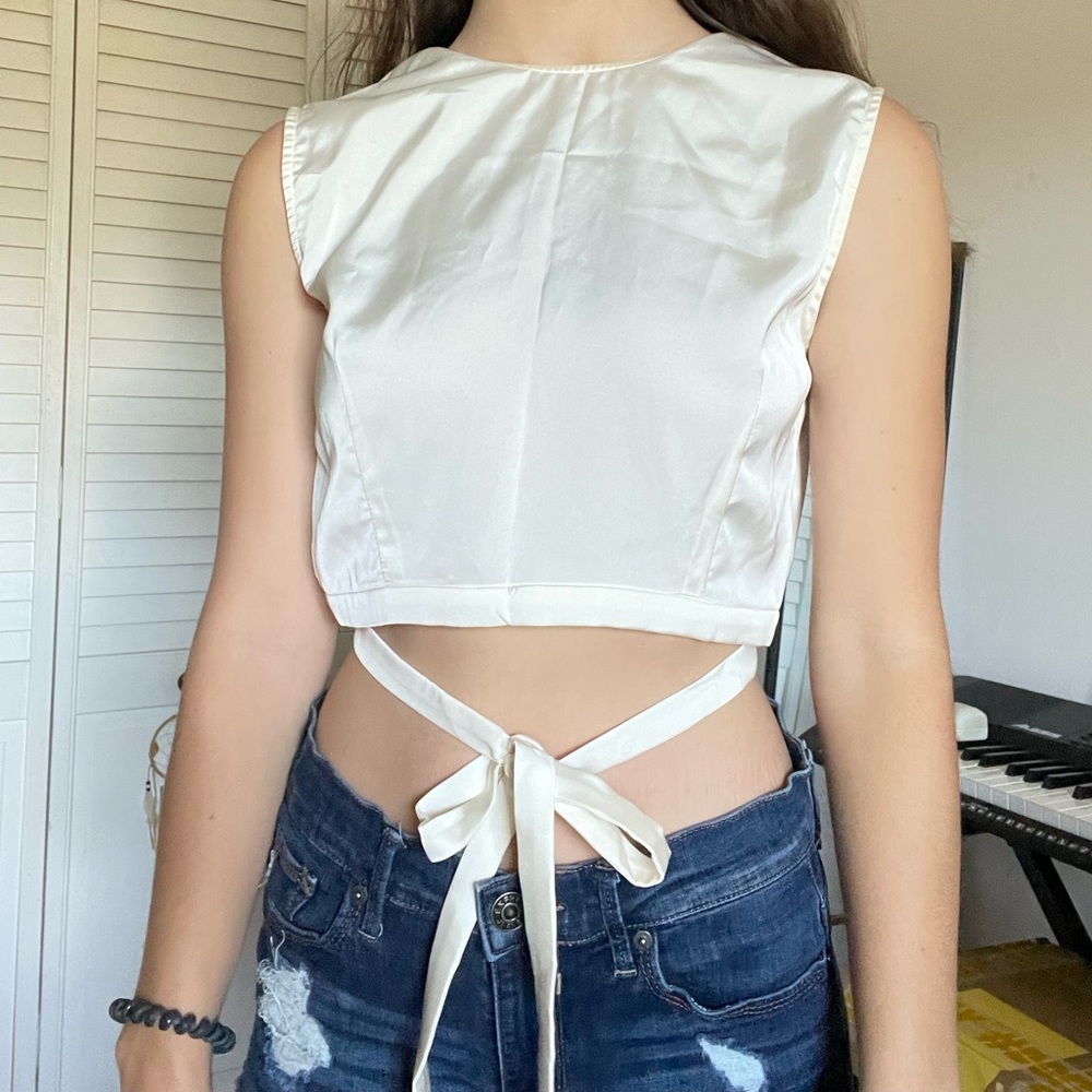 White top with tie